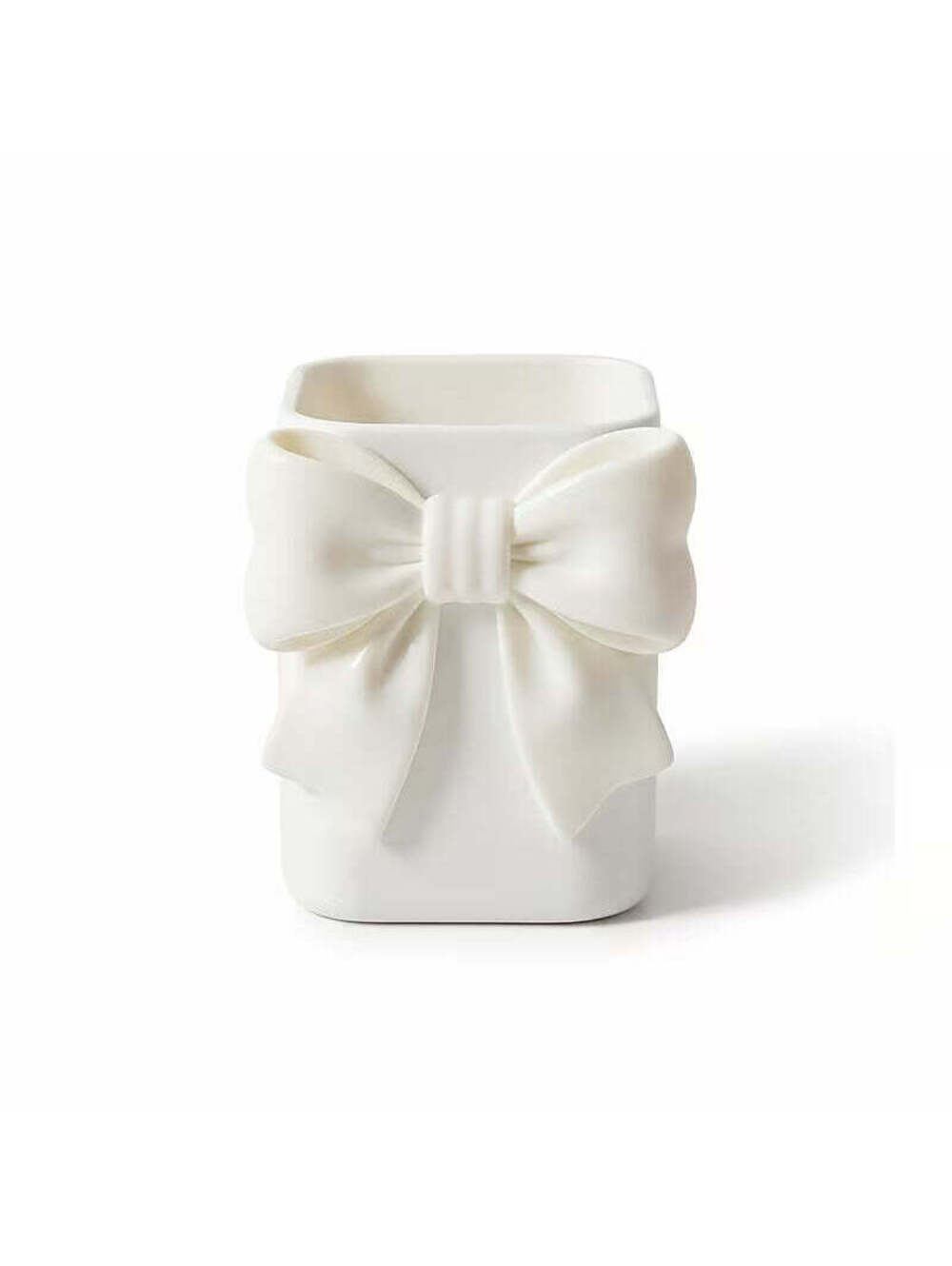 1pc White Bow Pen Holder - Desktop Organizer